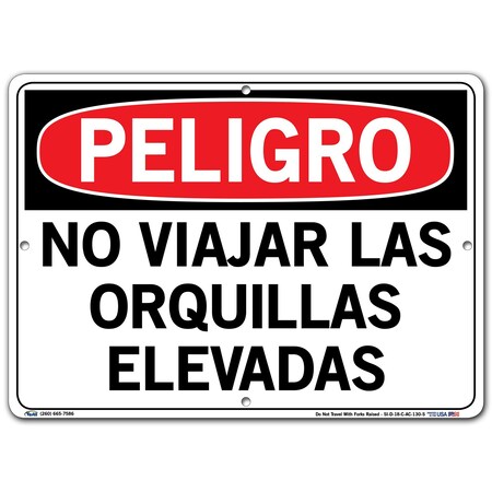 Vestil Aluminum Composite Sign, 10-1/2" Height, 14-1/2" Width, Aluminum Composite, Rectangle, Spanish SI-D-18-C-AC-130-S